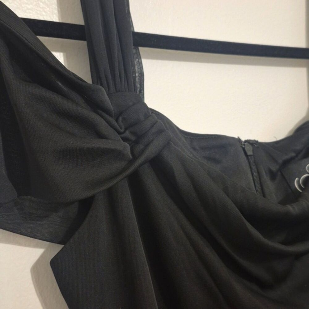 Alex Evenings Black Formal Maxi Dress Gown 12 Sheer Mesh Overlay Whimsical - Picture 6 of 11